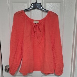 Women's Orange Peasant Top